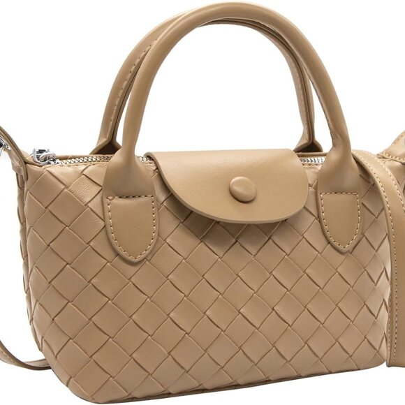 Mini Crossbody Bag for Women Vegan Leather Small Braided Tote Purse - Picture 1 of 7